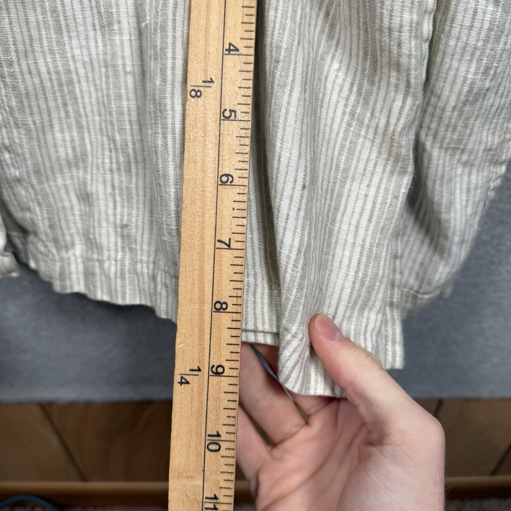 Hot Cotton Linen Dress Womens Large Button Up Beige Long - Picture 5 of 8